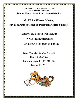 GATE Parent Meeting flyer